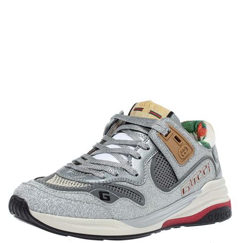 silver gucci sneakers with flowers|Gucci ultrapace sneakers.